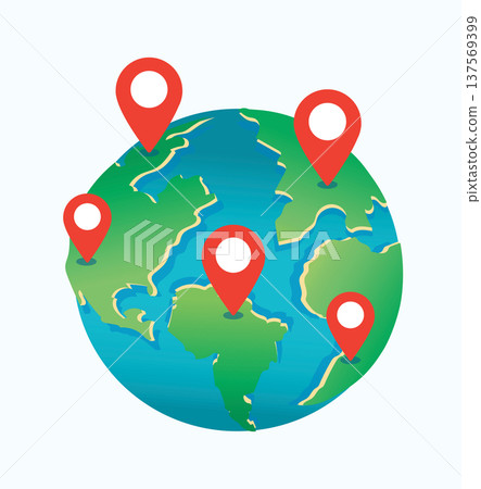 Global Navigation Location Marker on Planet Earth 137569399