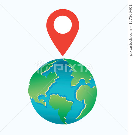 Global Navigation Location Marker on Planet Earth Global Navigation Location Marker on Planet Earth 137569401