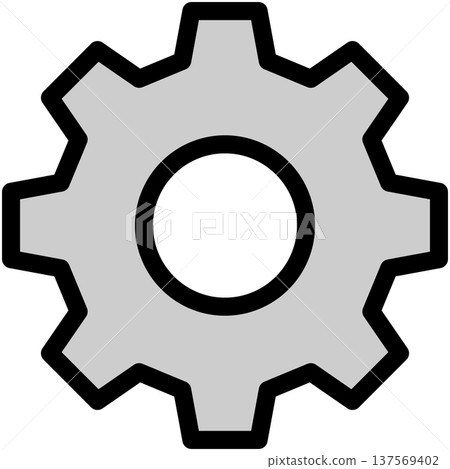 A simple grey line drawing icon of a gear representing settings A simple grey line drawing icon of a gear representing settings 137569402