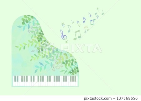 Fresh green piano background (watercolor style vector) 137569656