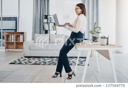 Woman in modern office with glasses, laptop and reading email, HR schedule and online report feedback. Website, networking or communication on digital app, businesswoman at human resources agency Woman in modern office with glasses, laptop and reading email, HR schedule and online report feedback. Website, networking or communication on digital app, businesswoman at human resources agency 137569770