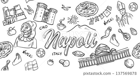 Naples Italy doodle city background.doodle style 137569878