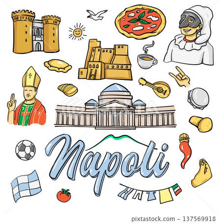 Naples Icons and Traditions. Vector Illustration Naples Icons and Traditions. Vector Illustration 137569918