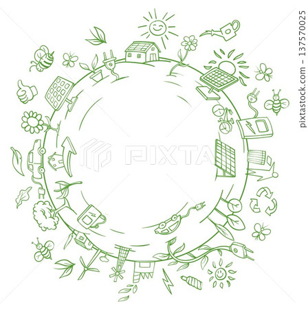 eco symbols around an empty circle. vector illustration 137570025