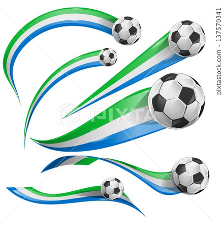 Sierra Leone flag and soccer ball icon set, clean vector illustration for football themed designs Sierra Leone flag and soccer ball icon set, clean vector illustration for football themed designs 137570341