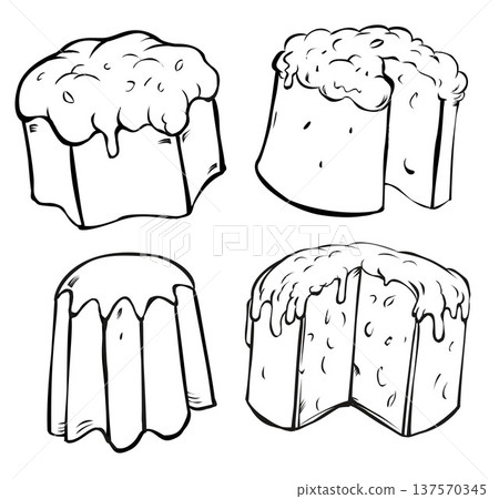 Panettone vector set, hand drawn doodle illustration. Panettone vector set, hand drawn doodle illustration. 137570345