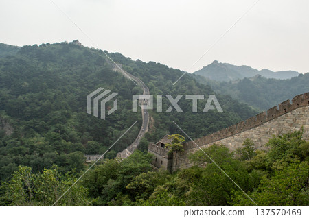 Mutianyu section of the Great wall of China, about 50 kilometers north from Beijing, China 137570469