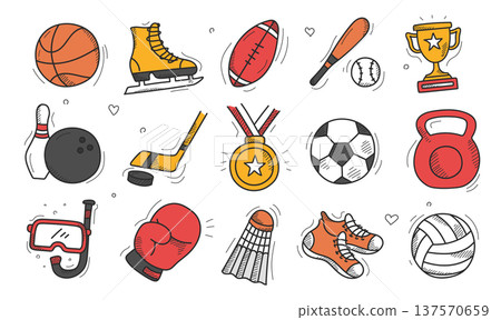 Sport doodle set vector isolated Sport doodle set vector isolated 137570659