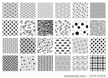 A set of basic Japanese patterns. Traditional Japanese patterns. 137572424