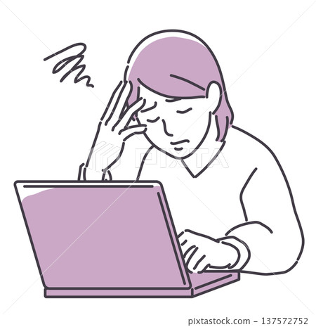 憂心忡忡的女士拿著筆記型電腦 憂心忡忡的女士拿著筆記型電腦 137572752