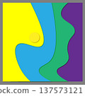 Yellow, blue, green, purple. Abstract smooth shapes with shadows. 137573121