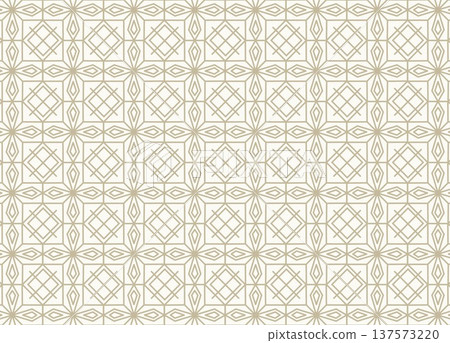 Luxury geometric seamless pattern with art deco tile motifs and golden lines. Elegant vector background for textile wallpaper wrapping paper and premium branding design with symmetrical square grid. 137573220