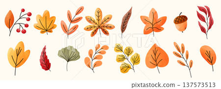 Autumn maple watercolor and leaves leaf fall with dry japanese tree. Vector foliage yellow and red color illustration with oak brown cute. Design autumn forest and gold leaves chestnut Autumn maple watercolor and leaves leaf fall with dry japanese tree. Vector foliage yellow and red color illustration with oak brown cute. Design autumn forest and gold leaves chestnut 137573513