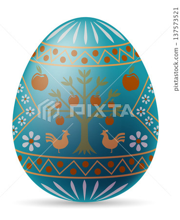 ukrainian easter egg pysanka with traditional folk ornament vector illustration 137573521