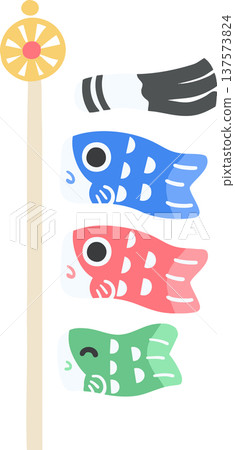 Cute carp streamer illustration, Children's Day/Tango no Sekku deformed vector material Cute carp streamer illustration, Children's Day/Tango no Sekku deformed vector material 137573824