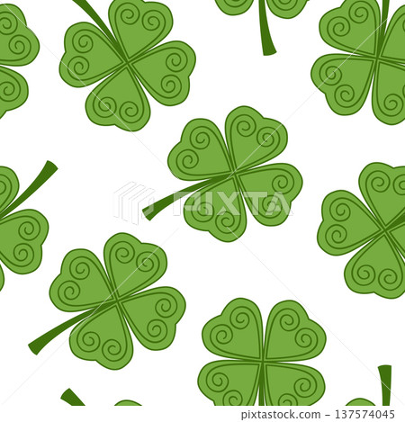 Seamless pattern with clover leaves in ancient Celtic style. Vector illustration Seamless pattern with clover leaves in ancient Celtic style. Vector illustration 137574045