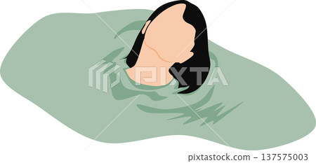 一位女子正在露天浴池中泡澡的插圖 一位女子正在露天浴池中泡澡的插圖 137575003