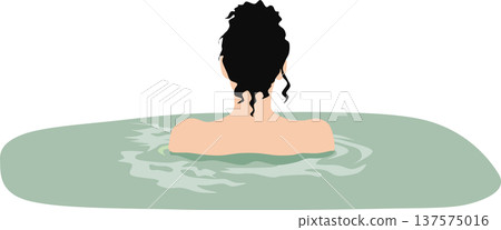 一位女子正在露天浴池中泡澡的插圖 一位女子正在露天浴池中泡澡的插圖 137575016