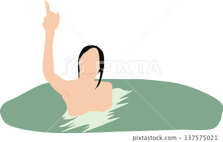 一位女子正在露天浴池中泡澡的插圖 137575021