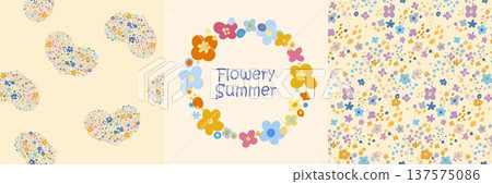Set with flower and Cute wreath with different colors of flowers with the inscription for little girls prints Set with flower and Cute wreath with different colors of flowers with the inscription for little girls prints 137575086