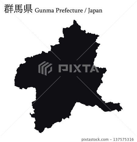 日本向量插圖地圖：群馬縣地圖 137575316