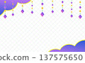 紫色雲朵圖案，飾以紫色漸層菱形紋飾 137575650