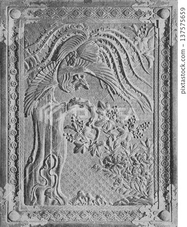 Old photo from 1894: Engraving on the door of Nikko Toshogu Shrine 137575659