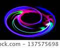 旋轉的彩色光漩渦漂浮在黑色背景上 137575698