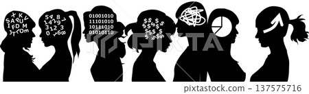 Illustration of a woman verbalizing her thoughts Illustration of a woman verbalizing her thoughts 137575716