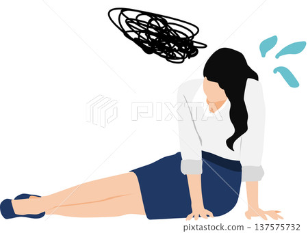 Illustration of a woman having trouble at work Illustration of a woman having trouble at work 137575732