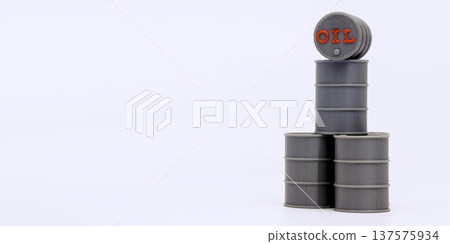 Stacked Oil Barrels Isolated on White Background 137575934
