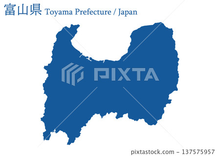 日本向量插圖地圖:富山縣地圖 日本向量插圖地圖:富山縣地圖 137575957