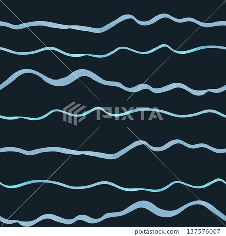 Seamless pattern of wavy lines on a blue background. Watercolor illustration. Abstract elements in a nautical style. Hand drawn isolated art. Design for fabric, textiles with an underwater theme Seamless pattern of wavy lines on a blue background. Watercolor illustration. Abstract elements in a nautical style. Hand drawn isolated art. Design for fabric, textiles with an underwater theme 137576007