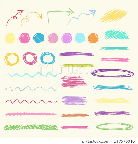Hand Drawn Doodle Highlight Elements Set 137576010