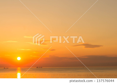 An original Japanese landscape: Calm Ise Bay illuminated by the setting sun An original Japanese landscape: Calm Ise Bay illuminated by the setting sun 137576044