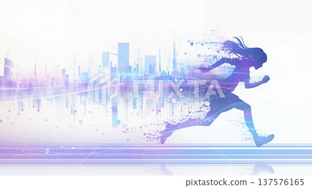 正在運行的女人剪影 137576165