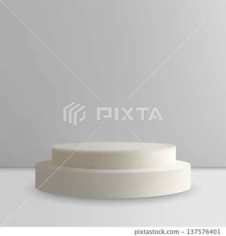 Two-tier beige cylindrical display podium for product presentation. Eps 10 137576401