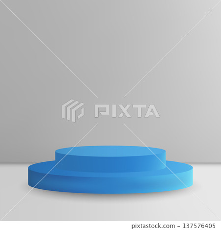 Stepped blue cylinder platform for object visualization. Eps 10 137576405