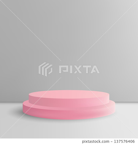 Light pink two-tier cylindrical stage for exposition. Eps 10 Light pink two-tier cylindrical stage for exposition. Eps 10 137576406