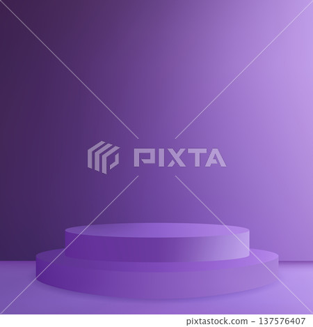 Two-tier purple round pedestal for creative projects. Eps 10 137576407