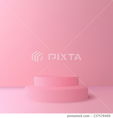 Two-tier pink cylinder showcase for product mockup. Eps 10 Two-tier pink cylinder showcase for product mockup. Eps 10 137576409