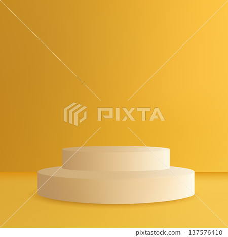 Bright yellow two-step platform for commercial presentation. Eps 10 Bright yellow two-step platform for commercial presentation. Eps 10 137576410