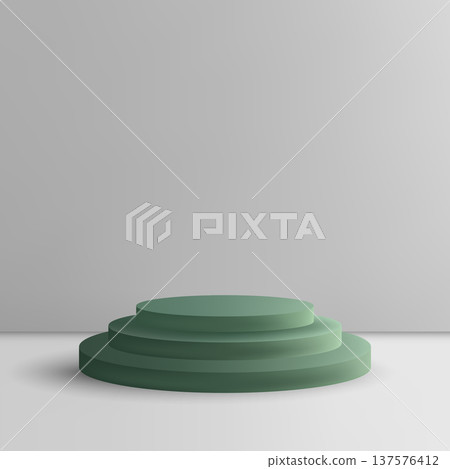 Three-tier green pedestal for multifunctional presentation. Eps 10 Three-tier green pedestal for multifunctional presentation. Eps 10 137576412