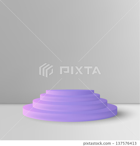 Four-tier lavender round stand for studio photography. Eps 10 Four-tier lavender round stand for studio photography. Eps 10 137576413