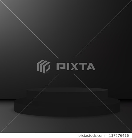 Minimalist black two-tier luxury brand presentation podium. Eps 10 Minimalist black two-tier luxury brand presentation podium. Eps 10 137576416