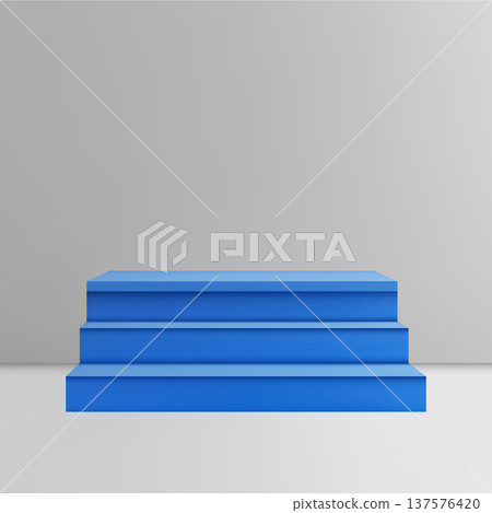 Three-tier pastel pink platform exhibitor for studio mockup. Eps 10 Three-tier pastel pink platform exhibitor for studio mockup. Eps 10 137576420