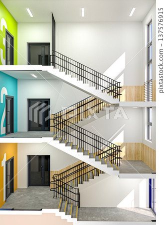Modern Staircase Design in Multi-Story Building Modern Staircase Design in Multi-Story Building 137576915