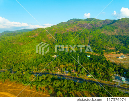 Aerial view mountains trees in ranong Thailand 137576974