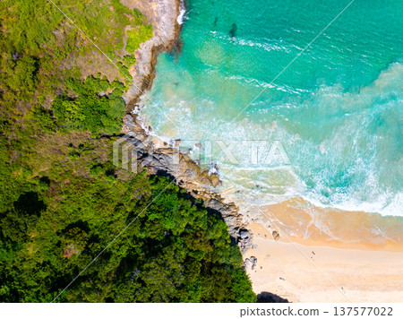 Sea surface aerial view,Bird eye view photo of waves and water surface texture, Blue sea background, Beautiful nature, Amazing view sea background 137577022