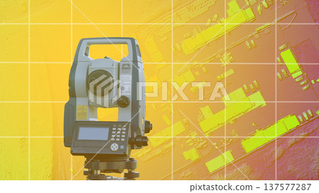 Geodetic instrument on the background of construction drawings. Construction real estate. Industrial geodesy. Mcshader Geodetic instrument on the background of construction drawings. Construction real estate. Industrial geodesy. Mcshader 137577287
